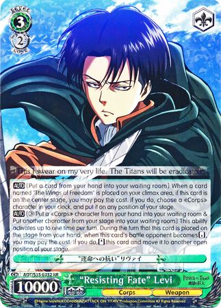 Resisting Fate Levi AOT S35 E032 Double Rare RR Resisting Fate Levi AOT S35 E032 Double Rare RR