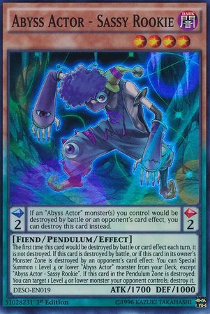 Abyss Actor Sassy Rookie DESO EN019 Super Rare 1st Edition Abyss Actor Sassy Rookie DESO EN019 Super Rare 1st Edition