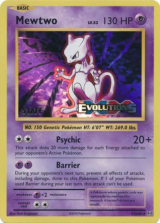 Mewtwo 51 108 Staff Pre Release Promo Pokemon Pre Release Promos Mewtwo 51 108 Staff Pre Release Promo Pokemon Pre Release Promos
