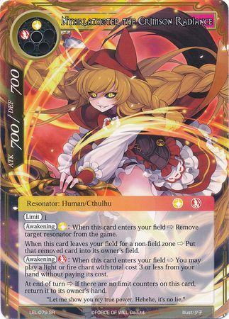 Nyarlathotep the Crimson Radiance LEL 079 Super Rare Force of Will Legacy Lost Singles Nyarlathotep the Crimson Radiance LEL 079 Super Rare Force of Will Legacy Lost Singles