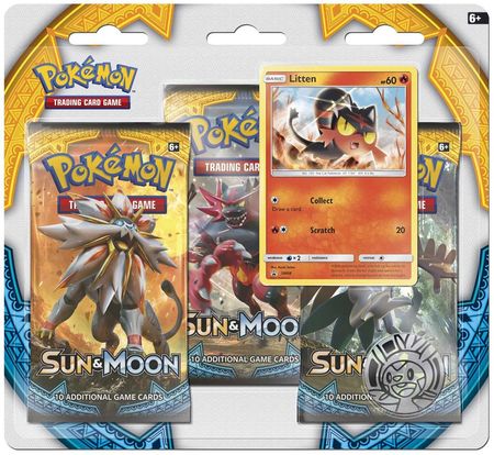 Sun Moon 3 Pack Blister with Litten Promo Pokemon Pokemon Sealed Product Sun Moon 3 Pack Blister with Litten Promo Pokemon Pokemon Sealed Product