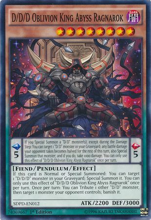 D D D Oblivion King Abyss Ragnarok SDPD EN012 Common 1st Edition Structure Deck Pendulum Domination Singles D D D Oblivion King Abyss Ragnarok SDPD EN012 Common 1st Edition Structure Deck Pendulum Domination Singles
