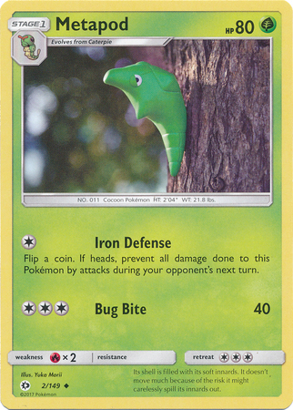 Metapod 2 149 Uncommon Sun Moon Base Set Singles Metapod 2 149 Uncommon Sun Moon Base Set Singles
