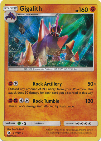 Gigalith 71 149 Holo Rare Sun Moon Base Set Singles Gigalith 71 149 Holo Rare Sun Moon Base Set Singles