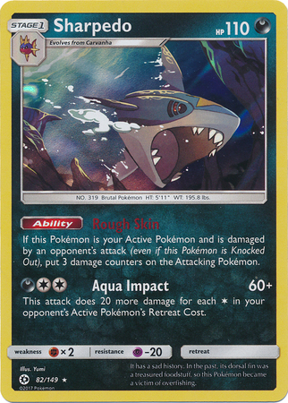 Sharpedo 82 149 Holo Rare Sun Moon Base Set Singles Sharpedo 82 149 Holo Rare Sun Moon Base Set Singles