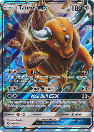 Details About Pokemon Tcg Sun And Moon Tauros Gx 100149 Nmmint