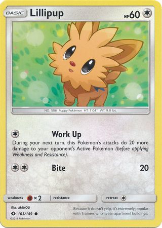 Lillipup 103 149 Common Sun Moon Base Set Singles Lillipup 103 149 Common Sun Moon Base Set Singles