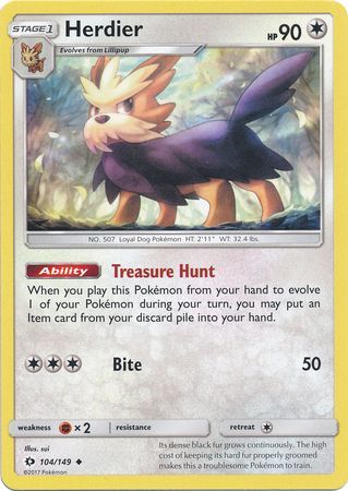 Herdier 104 149 Uncommon Sun Moon Base Set Singles Herdier 104 149 Uncommon Sun Moon Base Set Singles