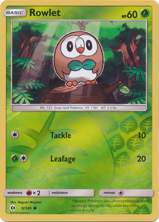 Rowlet 9 149 Common Reverse Holo Sun Moon Base Set Reverse Holo Singles Rowlet 9 149 Common Reverse Holo Sun Moon Base Set Reverse Holo Singles