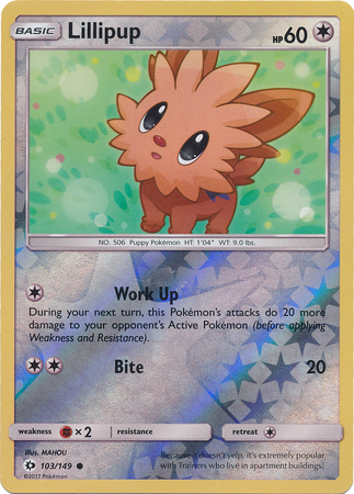 Lillipup 103 149 Common Reverse Holo Sun Moon Base Set Reverse Holo Singles Lillipup 103 149 Common Reverse Holo Sun Moon Base Set Reverse Holo Singles