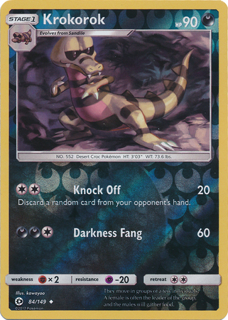 Krokorok 84 149 Uncommon Reverse Holo Sun Moon Base Set Reverse Holo Singles Krokorok 84 149 Uncommon Reverse Holo Sun Moon Base Set Reverse Holo Singles