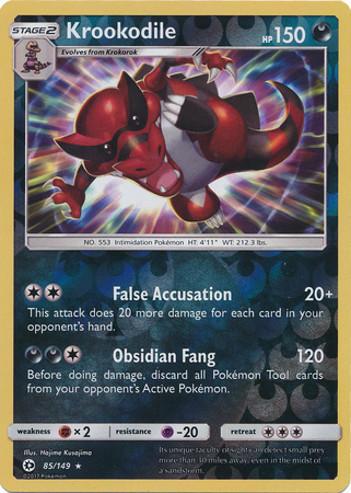 Krookodile 85 149 Rare Reverse Holo Sun Moon Base Set Reverse Holo Singles Krookodile 85 149 Rare Reverse Holo Sun Moon Base Set Reverse Holo Singles