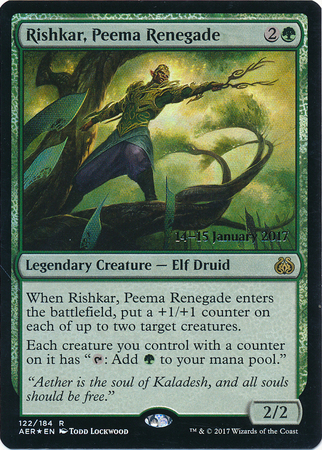 Rishkar Peema Renegade 122 184 AER Prerelease Foil Promo Magic The Gathering Promo Cards Rishkar Peema Renegade 122 184 AER Prerelease Foil Promo Magic The Gathering Promo Cards