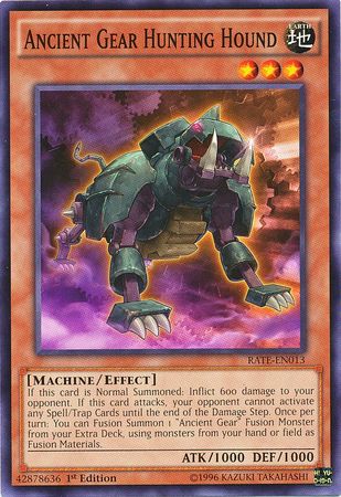 1st Edition Near Mint YGO Common 3X Ancient Gear Hunting Hound RATE-EN013