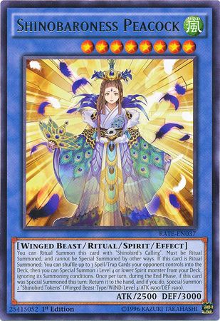 Shinobaroness Peacock RATE EN037 Rare 1st Edition Shinobaroness Peacock RATE EN037 Rare 1st Edition