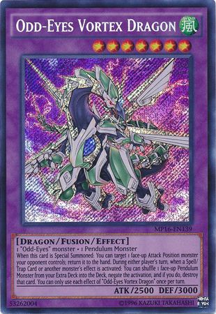 Odd Eyes Vortex Dragon MP16 EN139 Secret Rare Unlimited Odd Eyes Vortex Dragon MP16 EN139 Secret Rare Unlimited
