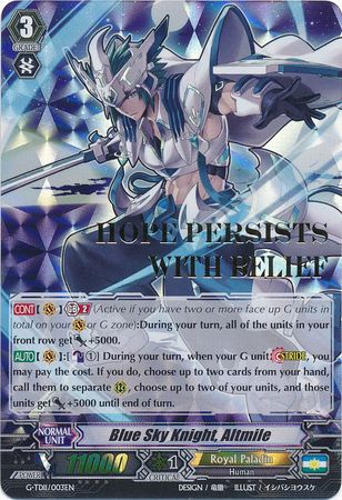 Blue Sky Knight Altmile G TD11 003EN Hot Stamped Foil G TD11 Divine Knight of Heavenly Decree Singles Blue Sky Knight Altmile G TD11 003EN Hot Stamped Foil G TD11 Divine Knight of Heavenly Decree Singles