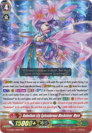 Rubellum Lily Splendorous Musketeer Myra G CHB01 018EN Double Rare RR Rubellum Lily Splendorous Musketeer Myra G CHB01 018EN Double Rare RR