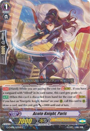 Acute Knight Paris G CHB01 027EN Rare R G Character Booster 1 TRY3 NEXT Singles Acute Knight Paris G CHB01 027EN Rare R G Character Booster 1 TRY3 NEXT Singles