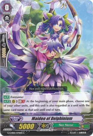 Maiden of Delphinium G CHB01 070EN Common C G Character Booster 1 TRY3 NEXT Singles Maiden of Delphinium G CHB01 070EN Common C G Character Booster 1 TRY3 NEXT Singles