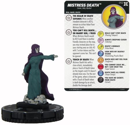 Heroclix Deadpool & X-Force set Mistress Death #052 Super Rare figure w/card! 