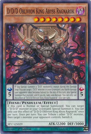 D D D Oblivion King Abyss Ragnarok SP17 EN029 Common 1st Edition D D D Oblivion King Abyss Ragnarok SP17 EN029 Common 1st Edition