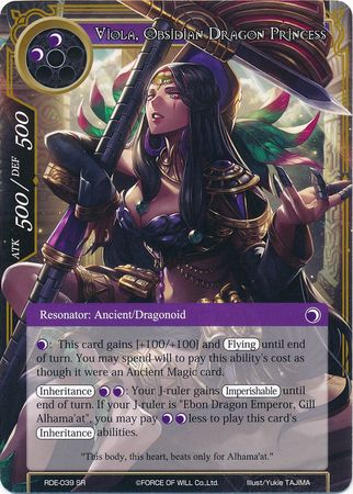 Viola Obsidian Dragon Princess RDE 039 Super Rare Force of Will Return of the Dragon Emperor Singles Viola Obsidian Dragon Princess RDE 039 Super Rare Force of Will Return of the Dragon Emperor Singles
