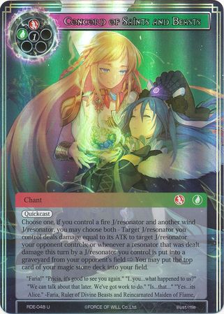 Concord of Saints and Beasts RDE 048 Uncommon Foil Force of Will Return of the Dragon Emperor Foil Singles Concord of Saints and Beasts RDE 048 Uncommon Foil Force of Will Return of the Dragon Emperor Foil Singles