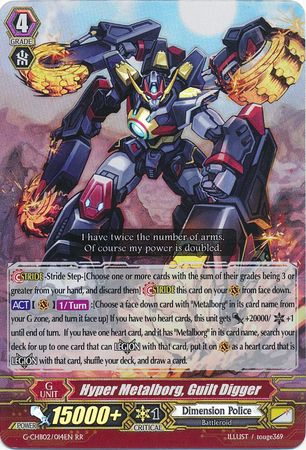 Hyper Metalborg Guilt Digger G CHB02 014EN Double Rare RR G Character Booster 2 We Are Trinity Dragon Singles Hyper Metalborg Guilt Digger G CHB02 014EN Double Rare RR G Character Booster 2 We Are Trinity Dragon Singles