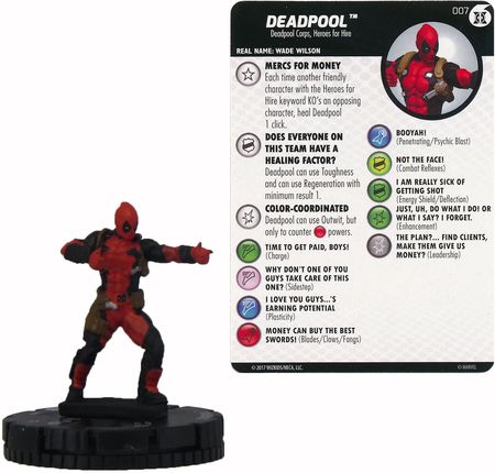 Details About Deadpool 007 Deadpool Mercs For Money Fast Forces Marvel Heroclix Nm