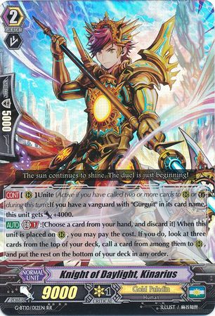 Knight of Daylight Kinarius G BT10 012EN Double Rare RR Knight of Daylight Kinarius G BT10 012EN Double Rare RR