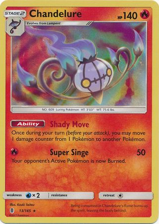 Chandelure 13 145 Holo Rare Sun Moon Guardians Rising Singles Chandelure 13 145 Holo Rare Sun Moon Guardians Rising Singles