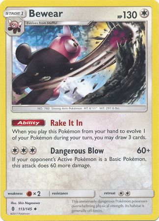 Bewear 113 145 Uncommon Sun Moon Guardians Rising Singles Bewear 113 145 Uncommon Sun Moon Guardians Rising Singles