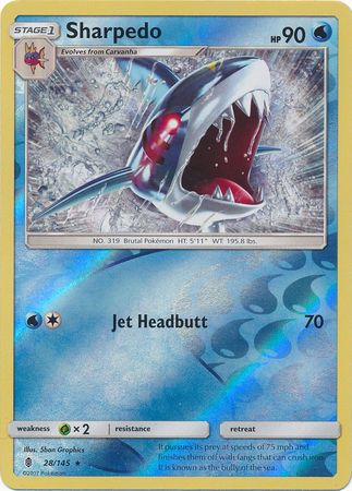 Sharpedo 28 145 Rare Reverse Holo Sun Moon Guardians Rising Reverse Holo Singles Sharpedo 28 145 Rare Reverse Holo Sun Moon Guardians Rising Reverse Holo Singles