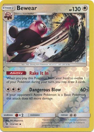 Bewear 113 145 Uncommon Reverse Holo Sun Moon Guardians Rising Reverse Holo Singles Bewear 113 145 Uncommon Reverse Holo Sun Moon Guardians Rising Reverse Holo Singles