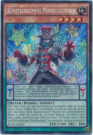 Kunstlerkumpel Pendelzauberer BOSH DE090 Secret Rare 1st Edition German Yugioh Cards Kunstlerkumpel Pendelzauberer BOSH DE090 Secret Rare 1st Edition German Yugioh Cards