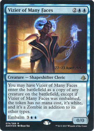 Vizier of Many Faces 074 269 AKH Pre Release Foil Promo Magic The Gathering Promo Cards Vizier of Many Faces 074 269 AKH Pre Release Foil Promo Magic The Gathering Promo Cards