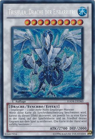 Trishula Drache der Eisbarriere HA04 DE060 Secret Rare 1st Edition German Yugioh Cards Trishula Drache der Eisbarriere HA04 DE060 Secret Rare 1st Edition German Yugioh Cards