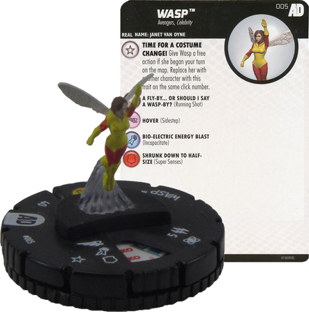 Heroclix Avengers Defenders War set Wasp #023 Uncommon figure w/card! 