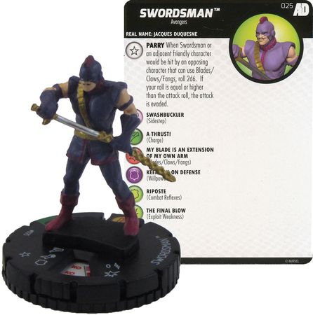 Heroclix Avengers Defenders War set Swordsman #025 Uncommon figure w/card!
