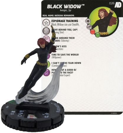 Black Widow 026 Uncommon M/NM with Card Marvel Avengers Defenders War HeroClix 