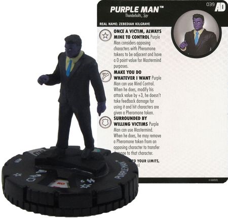 Heroclix Avengers Defenders War set Purple Man #039 Rare figure w/card! 
