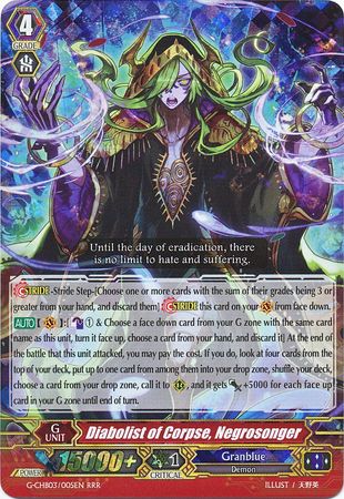 Diabolist of Corpse Negrosonger G CHB03 005EN Triple Rare RRR G Character Booster 3 Rummy Labyrinth Under the Moonlight Singles Diabolist of Corpse Negrosonger G CHB03 005EN Triple Rare RRR G Character Booster 3 Rummy Labyrinth Under the Moonlight Singles