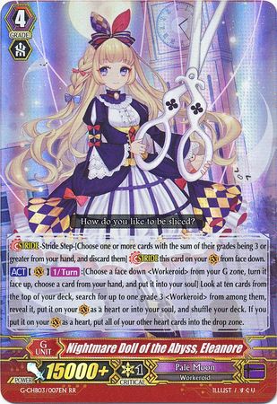 Nightmare Doll of the Abyss Eleanore G CHB03 007EN Double Rare RR Nightmare Doll of the Abyss Eleanore G CHB03 007EN Double Rare RR