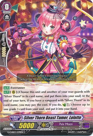 Silver Thorn Beast Tamer Lolotte G CHB03 039EN Common C G Character Booster 3 Rummy Labyrinth Under the Moonlight Singles Silver Thorn Beast Tamer Lolotte G CHB03 039EN Common C G Character Booster 3 Rummy Labyrinth Under the Moonlight Singles