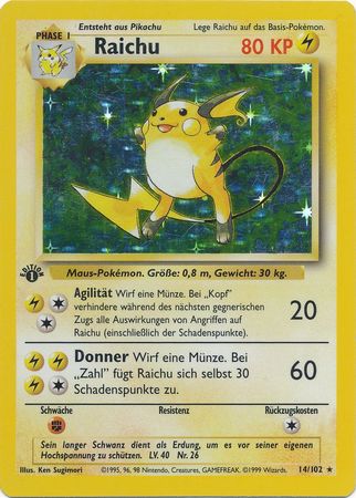 Raichu 14102 Holo Rare 1st Edition Base Set German Other Non English Pokemon Singles Pokemon