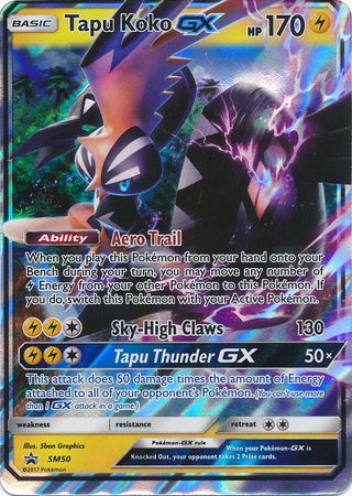 Pokemon Card New Tapu Koko GX - SM33 - Ultra Rare Promo + Free