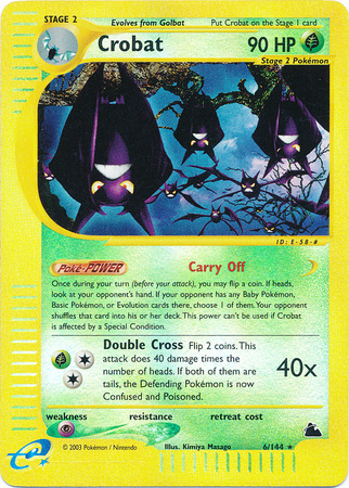 Crobat 6 144 Rare Reverse Holo Crobat 6 144 Rare Reverse Holo