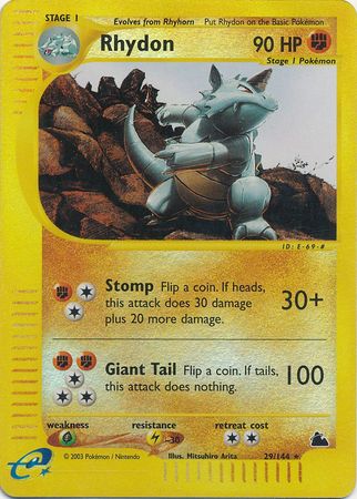 Rhydon 29 144 Rare Reverse Holo Rhydon 29 144 Rare Reverse Holo