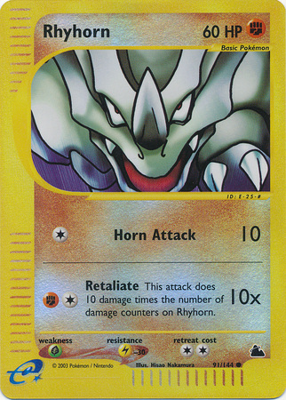 Rhyhorn 91 144 Common Reverse Holo Skyridge Reverse Holo Singles Rhyhorn 91 144 Common Reverse Holo Skyridge Reverse Holo Singles